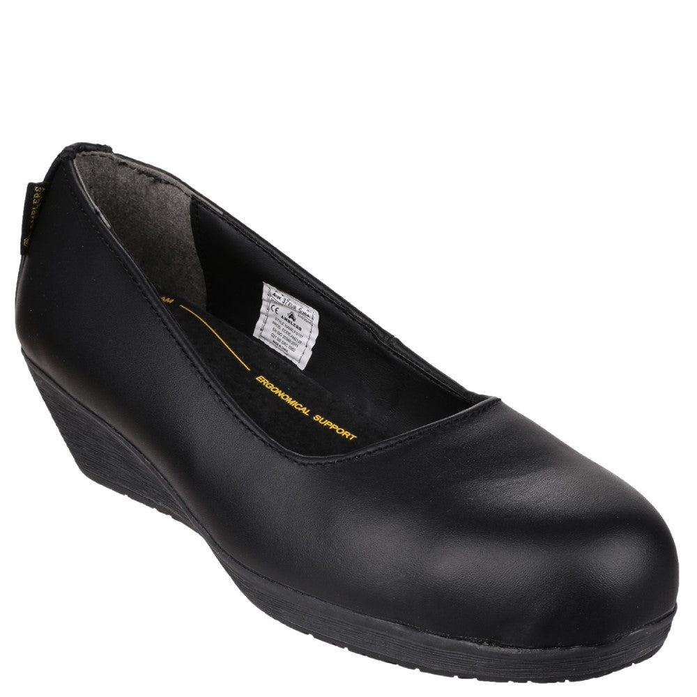 Women's Amblers Safety FS107 Antibacterial Memory Foam Slip on Wedged Safety Court Shoe