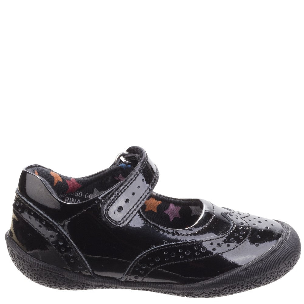 Girls' Hush Puppies Rina Junior Patent School Shoe