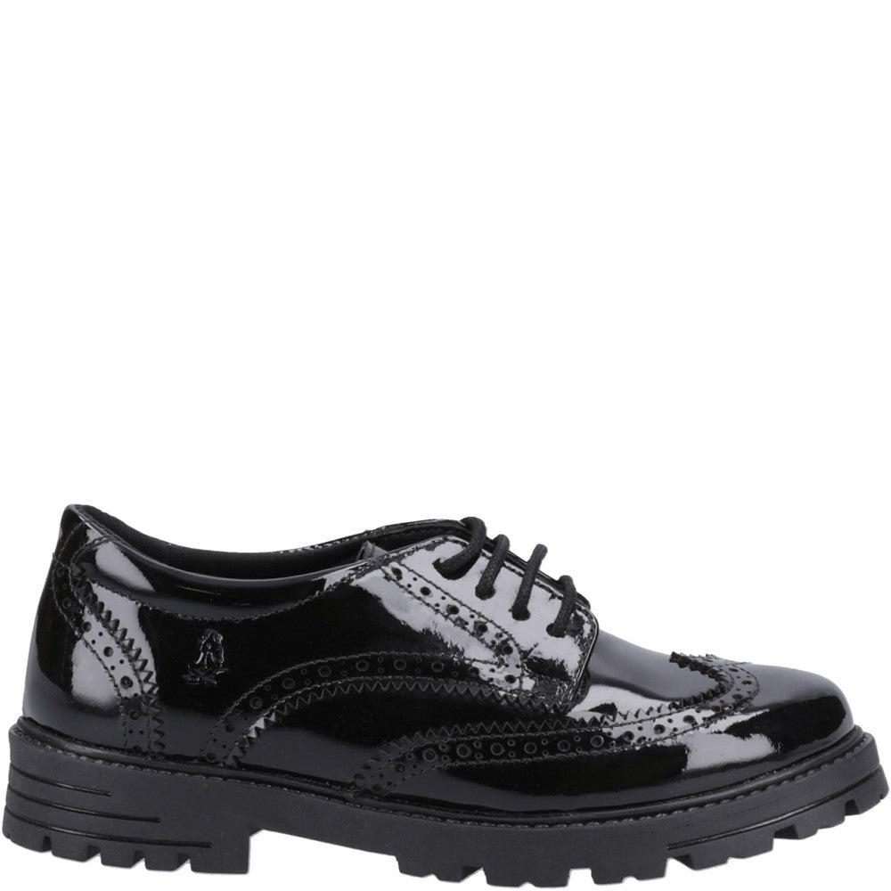 Girls' Hush Puppies Maxine Brogue Patent Senior School Shoe