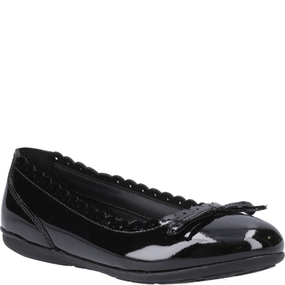 Girls' Hush Puppies Lillie Ballerina Patent Junior School Shoes