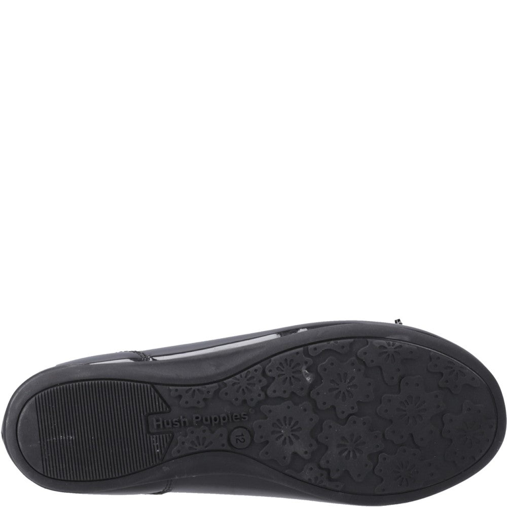 Girls' Hush Puppies Lillie Ballerina Patent Junior School Shoes