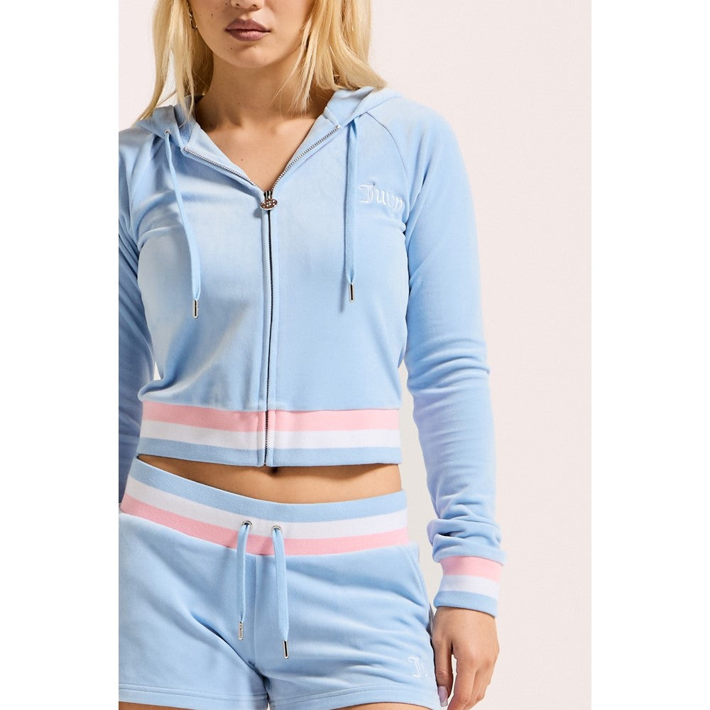 Women's Juicy Couture Velour Cropped Stripe Hoodie
