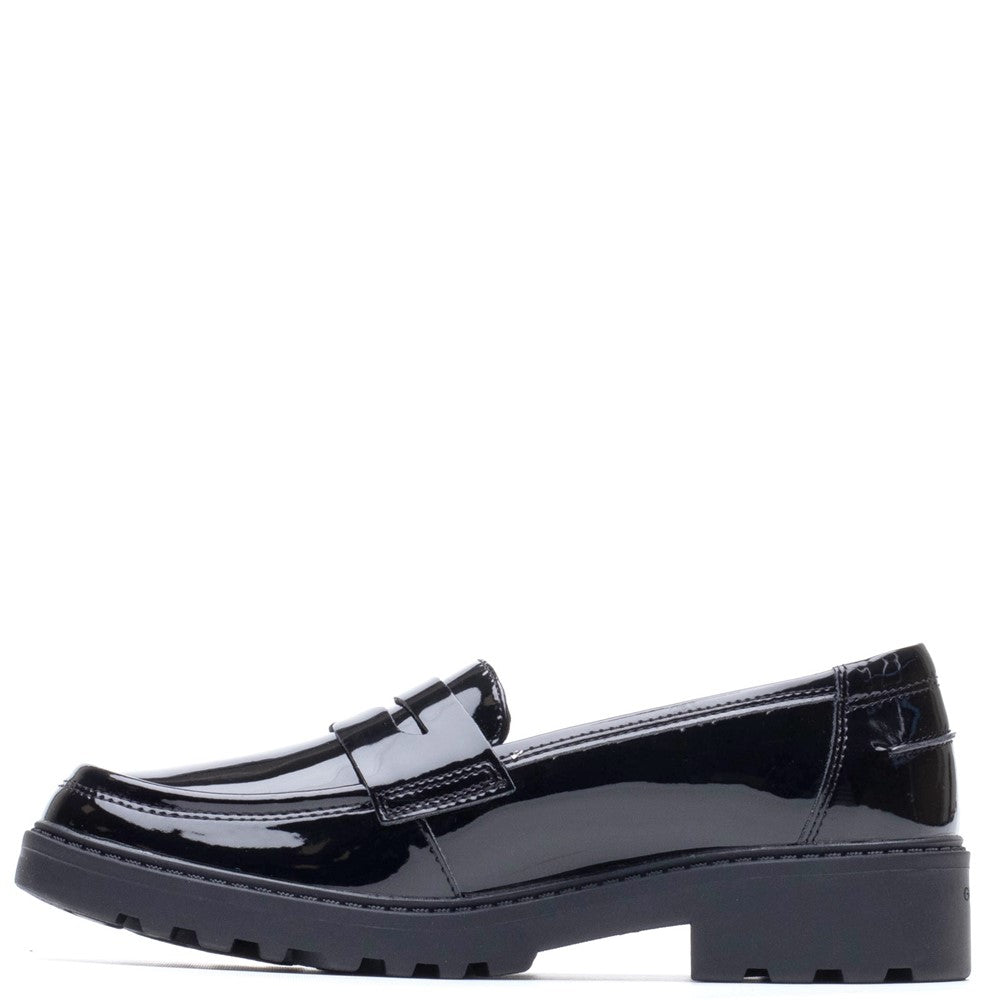 Girls' Geox J Casey G.C Smooth Leather Junior School Shoes