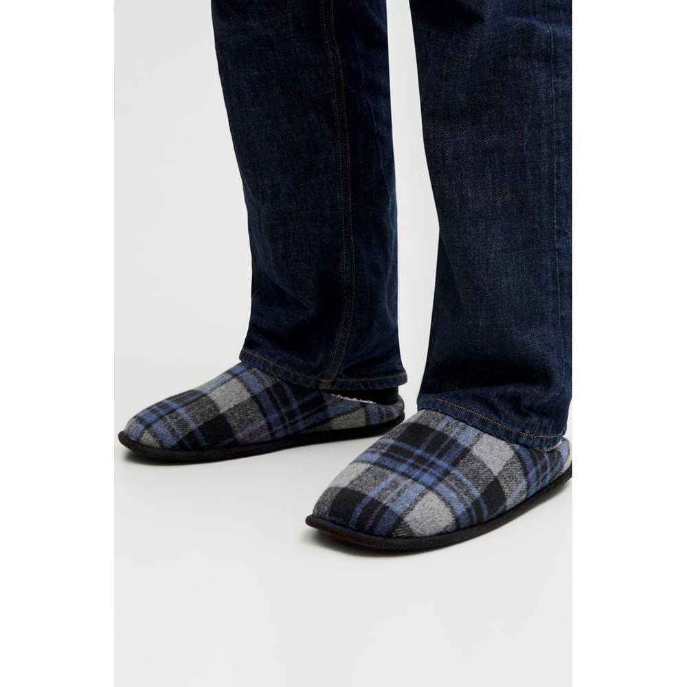 Men's Jack & Jones Murphy Mule Checked House Slipper with Microfibre Lining