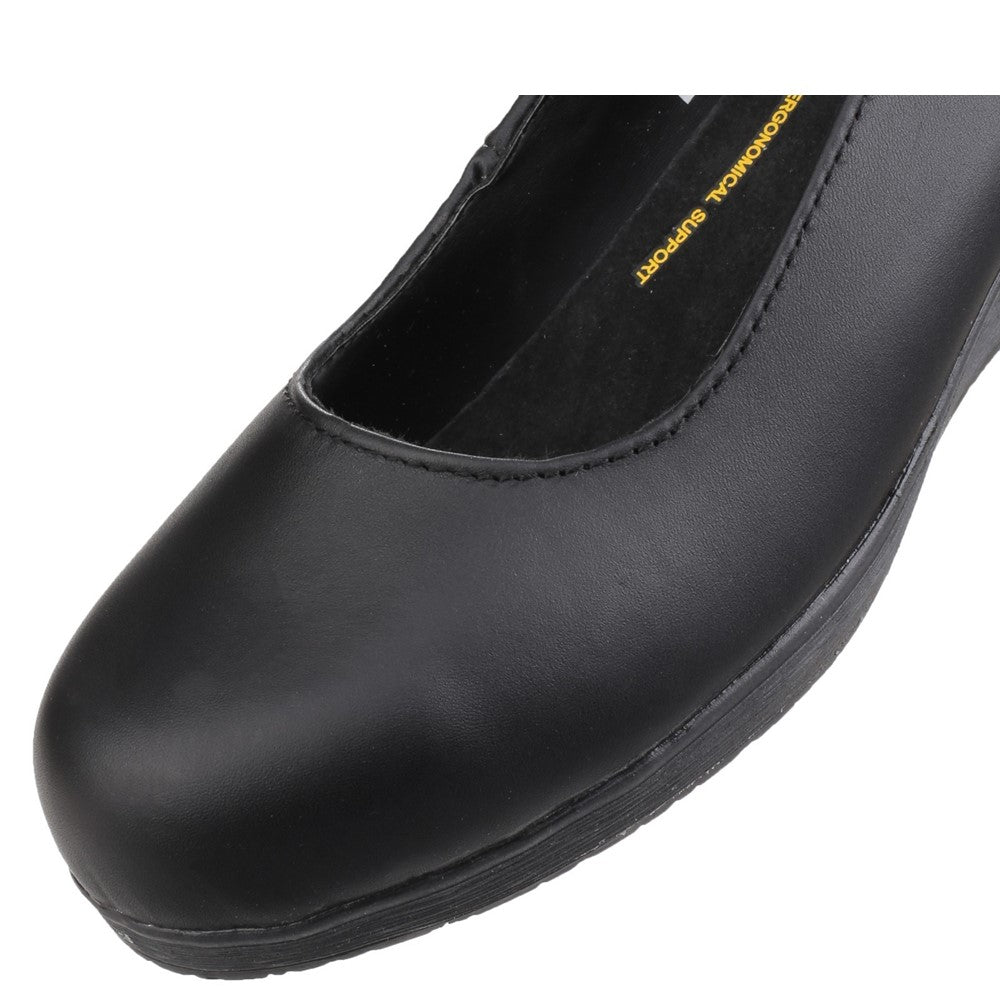 Women's Amblers Safety FS107 Antibacterial Memory Foam Slip on Wedged Safety Court Shoe