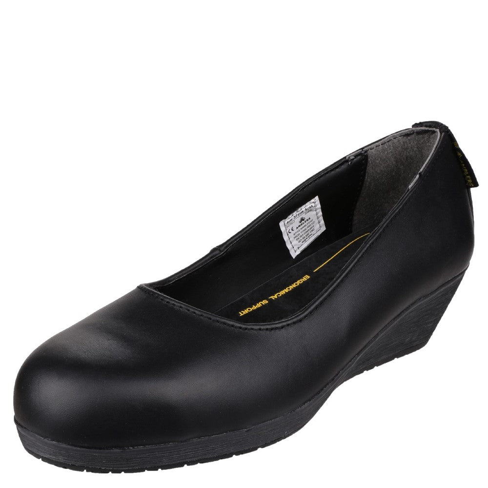 Women's Amblers Safety FS107 Antibacterial Memory Foam Slip on Wedged Safety Court Shoe