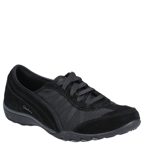 Women s Skechers Breathe Easy Weekend Wishes Suede Mesh Lace Up Trainer Black FreemanHardy Willis