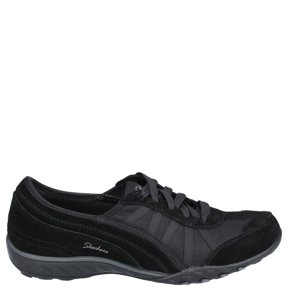 Women's Skechers Breathe-Easy-Weekend Wishes Suede & Mesh Lace Up Trainer