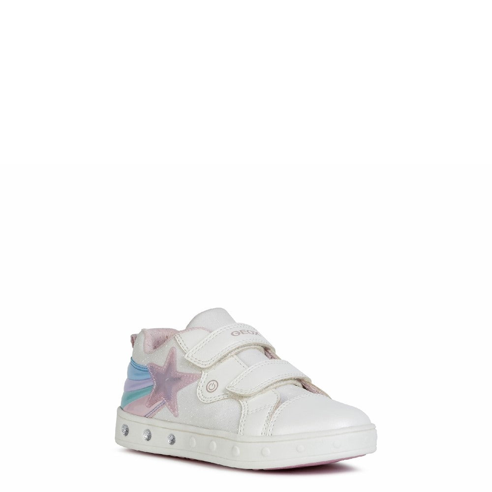 Girls' Geox J Skylin Girl C Touch Fastening Trainer White
