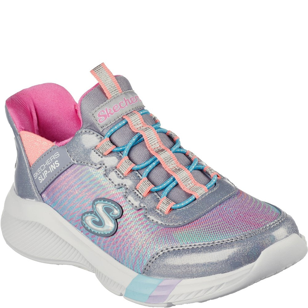 Girls' Skechers Slip-Ins: Dreamy Lites Colorful Prism Shoe Grey