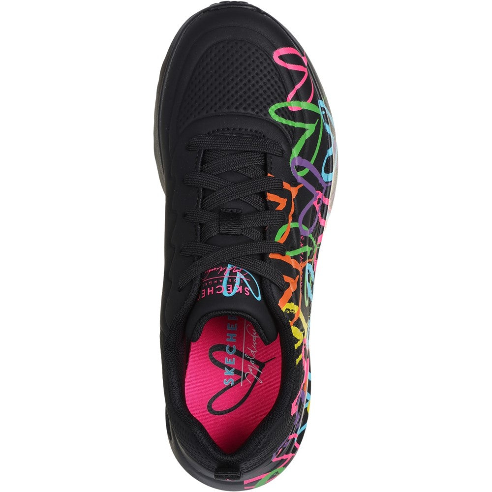 Women's Skechers Uno Lite Heart Of Hearts Trainers Black