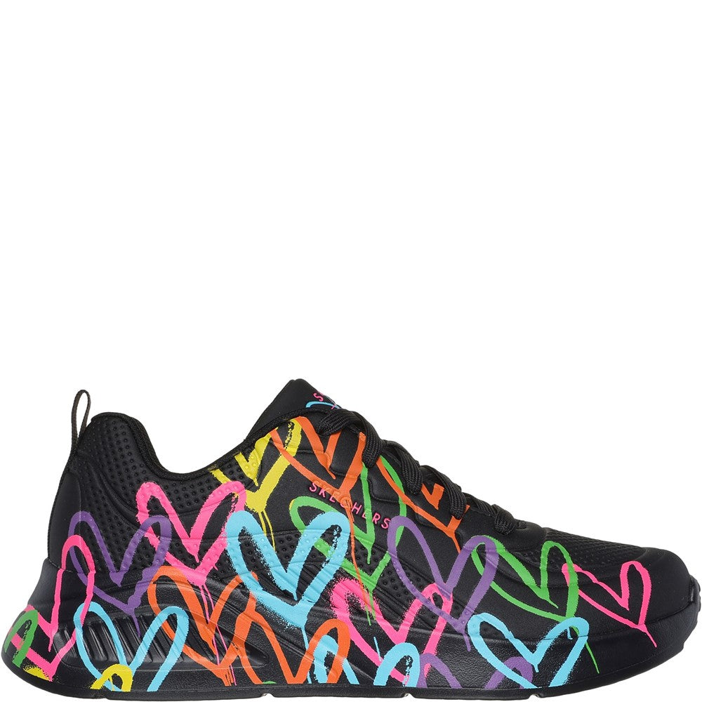 Women's Skechers Uno Lite Heart Of Hearts Trainers Black