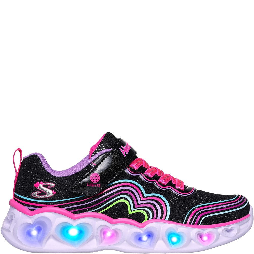 Girls' Skechers Heart Lights Retro Hearts Trainers Black