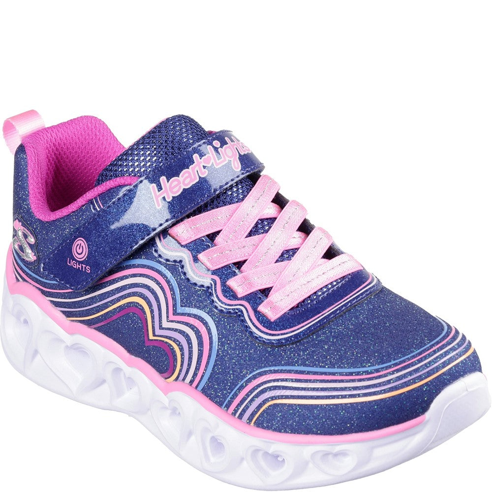 Purple Skechers Childrens Power Petals Trainers Navy Girls
