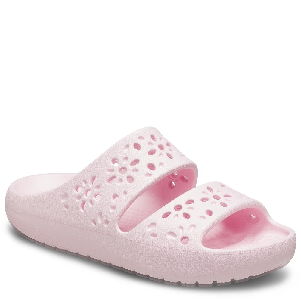 Unisex Crocs Classic Floral Cut Out Sandal Pale Pink