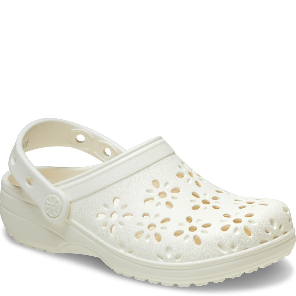 Kids' Crocs Classic Floral Cut Out Infant Clog off White