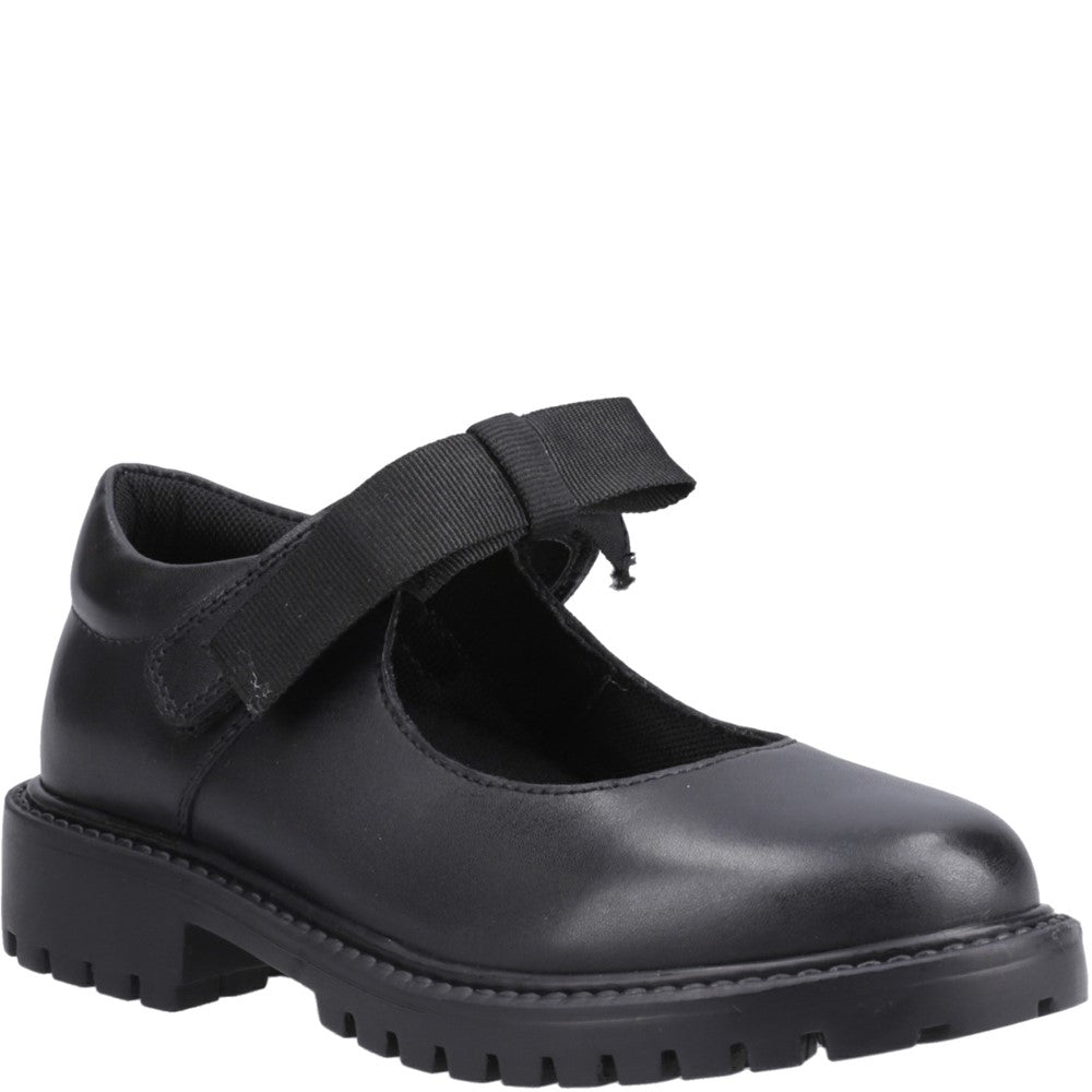 Girls' Hush Puppies Astrid Bow Senior XL School Shoes Black