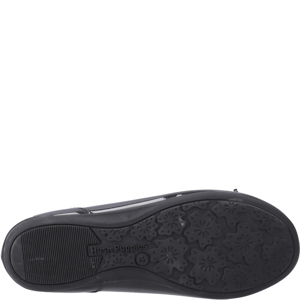 Girls' Hush Puppies Lillie Ballerina Patent Junior School Shoes