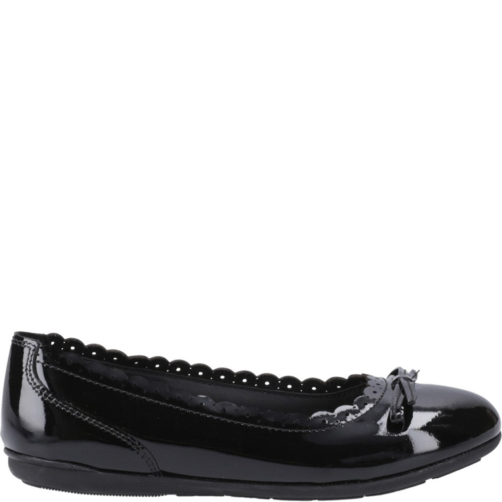 Girls' Hush Puppies Lillie Ballerina Patent Junior School Shoes