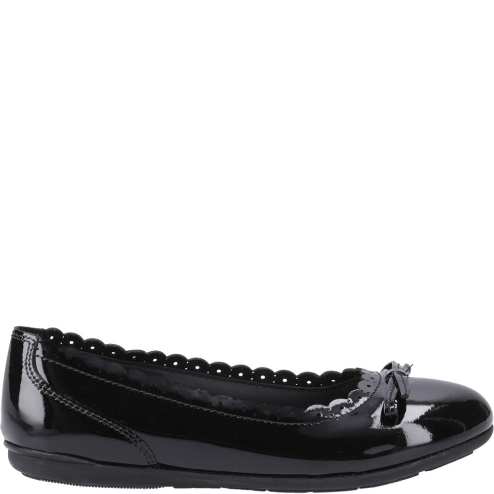 Girls' Hush Puppies Lillie Ballerina Patent Senior School Shoes
