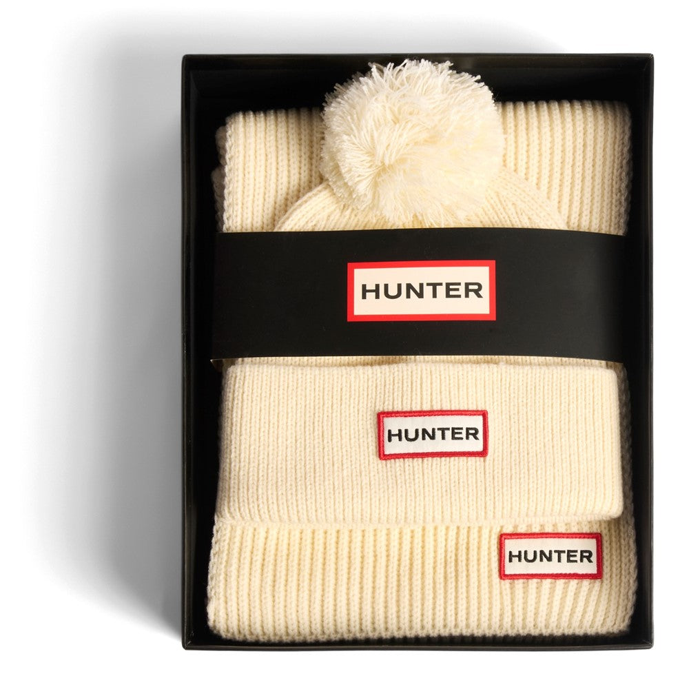 Unisex Hunter Arrinay Ribbed Pom Beanie/Scarf Box Set