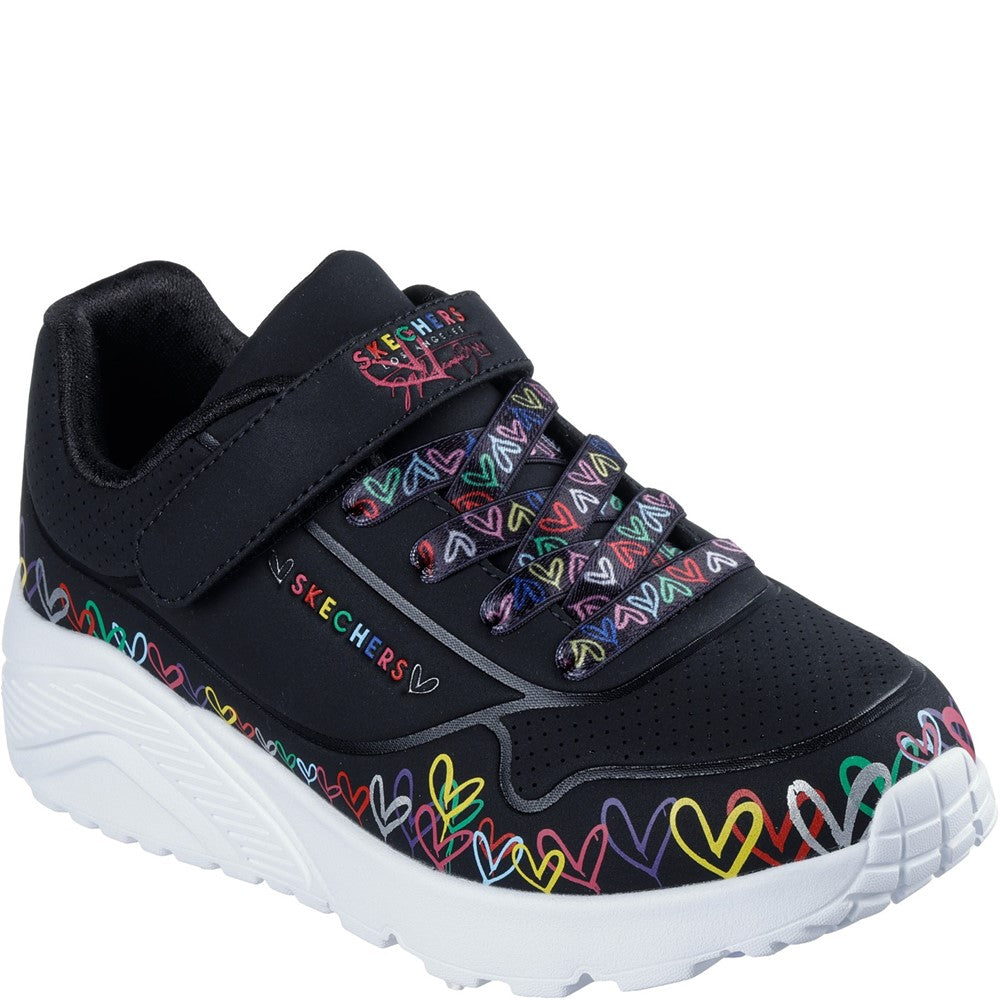 Girls' Skechers Uno Lite Heart Craze Trainers