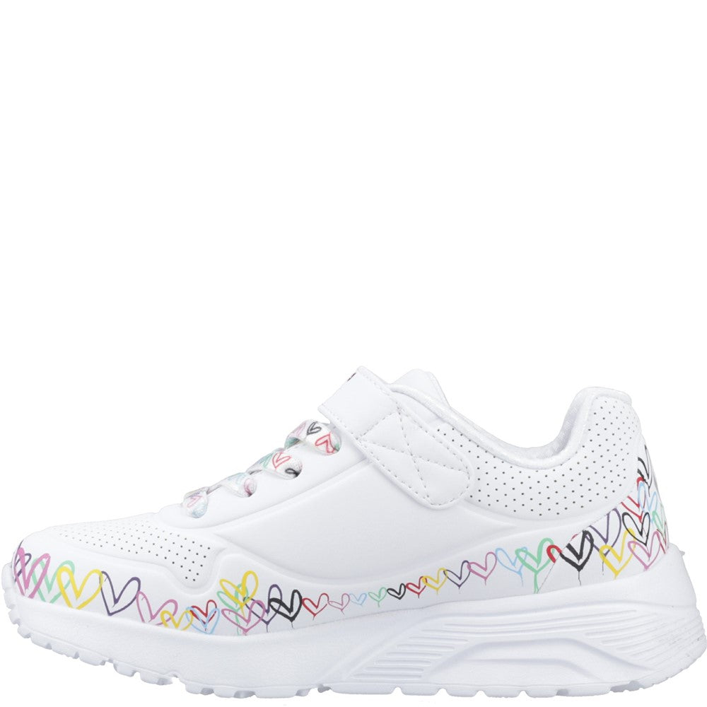 Girls' Skechers Uno Lite Heart Craze Trainers
