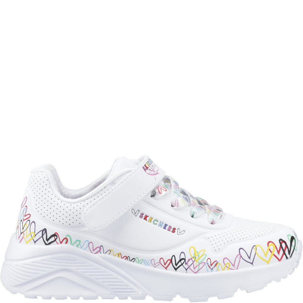 Girls' Skechers Uno Lite Heart Craze Trainers