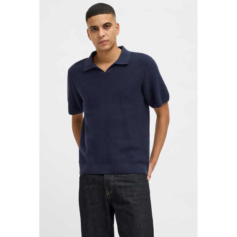 Men's Jack & Jones Easton Premium split neck knitted polo