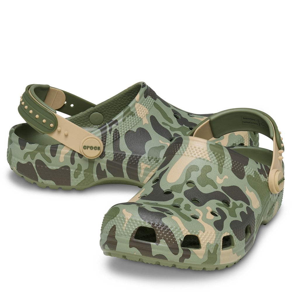 Kids' Crocs Kids Classic Strap-Back Camo Clogs