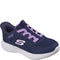 navy synthetic lavender trim