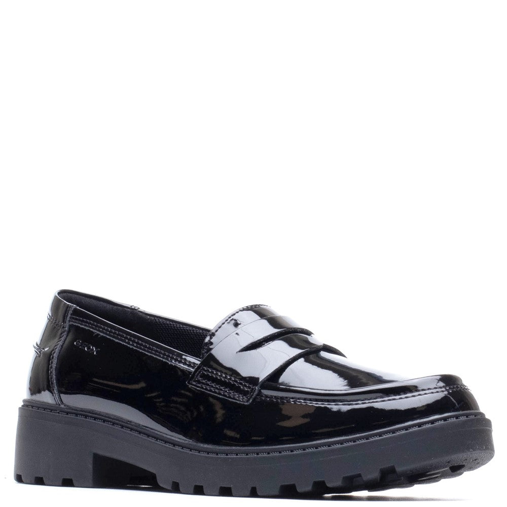 Girls' Geox J Casey G.C Smooth Leather Junior School Shoes
