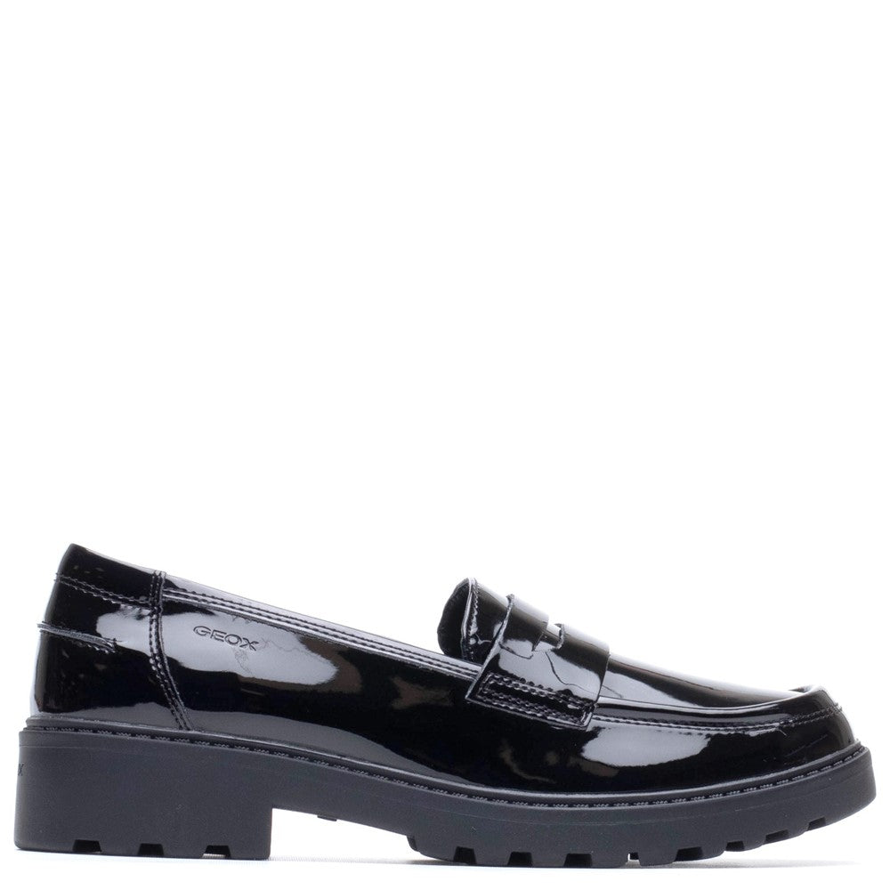 Girls' Geox J Casey G.C Smooth Leather Junior School Shoes