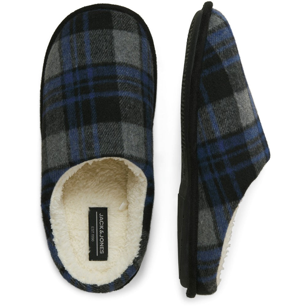 Men's Jack & Jones Murphy Mule Checked House Slipper with Microfibre Lining